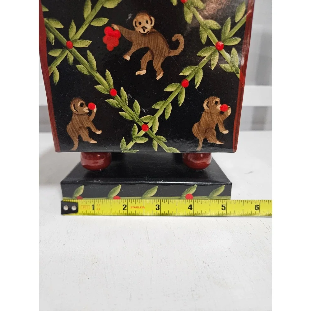 Vintage Toleware Vase or Cachepot Feat. Handpainted Monkeys & Vines